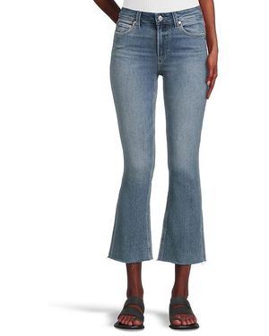 PAIGE Colette Crop Flare Raw Hem Jeans, Cotton/Denim/Polyester - Black
