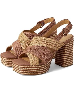 Marc Fisher Caddy Wedge Shoes Dark Tan/Natural, Synthetic - Brown