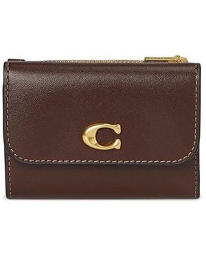 COACH Essential Card Holder Wallet Wallet Handbags, Leather/Polyester - Brown