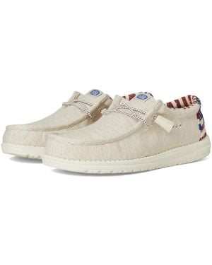 HEYDUDE Wally Patriotic Shoes, Canvas/Textile - White