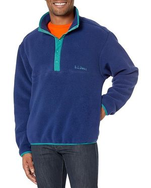 L.L. Bean Bean's Classic Snap Fleece Pullover Adults Clothing Md - Blue
