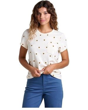 Toad&Co Primo Short Sleeve Crew Embroidered Clothing, Cotton - Blue