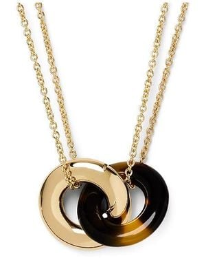 Kate Spade Interlock Pendant Necklace, Brass/Cubic Zirconia/Glass - Black
