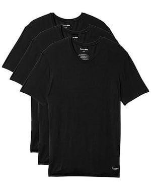 Tommy John Second Skin Modal Crewneck Stay Tucked Undershirt 3-Pack T Shirt, Elastane/Modal - Black