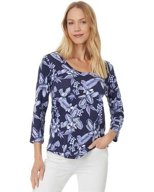 Tommy Bahama Relaxed Floral Micro-Rib Scoop Tee - Blue