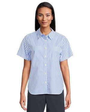 L.L. Bean Essential Cotton Poplin Shirt Short-Sleeve Clothing, Cotton/Spandex - Blue