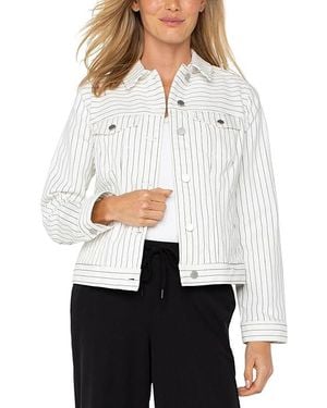 Liverpool Los Angeles Classic Jean Jacket Coat//Pinstripe, Cotton/Denim/Polyester - Black