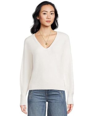 Madewell V-Neck Cozy Cotton Wedged Pullover Sweater 2Xs 000) Cotton/Polyamide/Wool - White