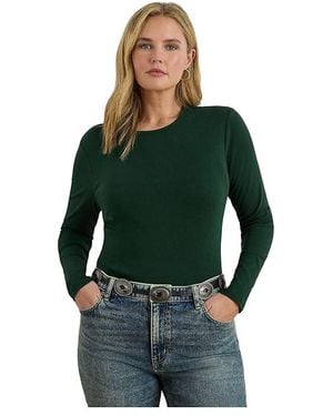 Ralph Lauren Plus Size Stretch Long Sleeve T-Shirts T Shirt, Cotton/Elastane - Green