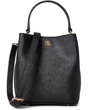 Ralph Lauren Crosshatch Small Reese Bucket Bag Cross Body Handbags, Leather - Black