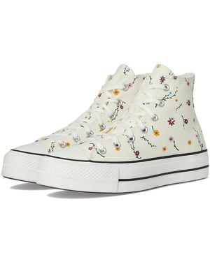 Converse Chuck Taylor All Star Lift Platform Embroidered Blooms Shoes Egret/Vintage/ 10.5 B - Metallic