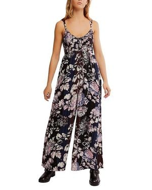 Free People Melrose Jumpsuit Dress Xl 16) Cotton/Rayon - Black