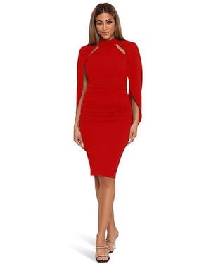 Betsy & Adam Short Scuba Drape Dress With Cutouts Dress, Polyester/Spandex - Red