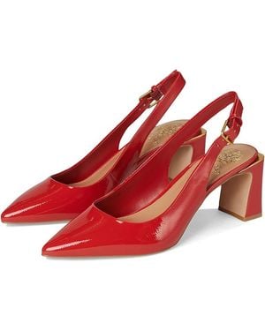 Vince Camuto Hamden Buckle Slingback Pumps High Heels, Leather/Rubber - Red