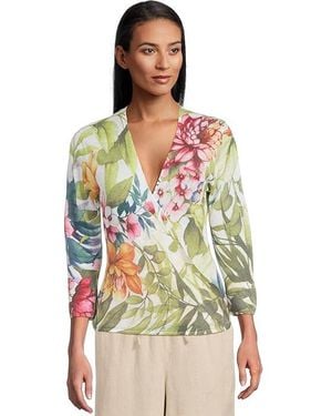 Tommy Bahama Verde Blooms Addison Cardigan Sweatshirt Xs (Us 2) Linen/Viscose - Black