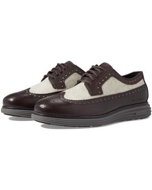 Cole Haan Originalgrand Longwing Oxford Shoes Earthlite/Taupe Recycled Wool/Dark Chocolate/ 8.5 W - Black