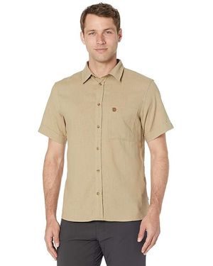 Fjallraven Ovik Travel Short Sleeve Shirt (Sand Stone) Clothing - Brown