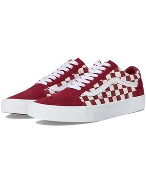 Vans Old Skool Athletic Shoes Checkerboard/ 6 - Red