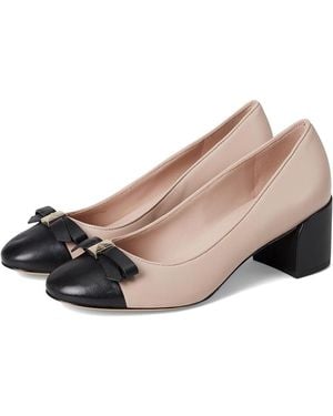 Kate Spade Deco Bow Smooth Leather Ballet Pump Shoes Pale Vellum - Black