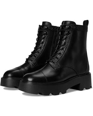 Tory Burch Monogram Lug Ankle Boot 65Mm Boots, Suede - Black