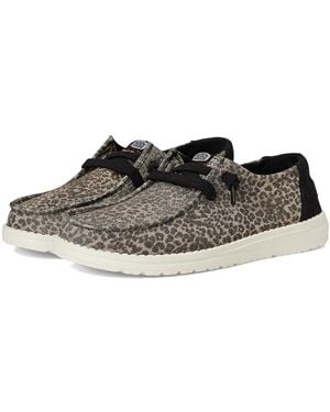 HEYDUDE Wendy Stardust Flat Shoes, Leather/Rubber - Black