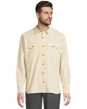 L.L. Bean Riverton Ripstop Shirt Long Sleeve Traditional Fit Clothing, Chambray/Cotton/Spandex - White