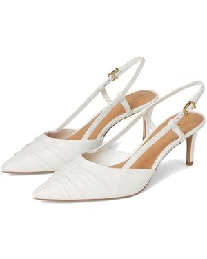 Vince Camuto Kelten Bunched Toe Slingback Pumps High Heels, Leather/Rubber - White