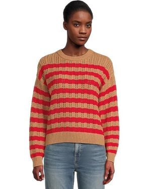 Lilla P Stripe Stitch Sweater Sweater Acorn/Scarlet, Cotton/Polyester - Red