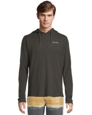 Hurley Fairfax Thermal Hooded Long Sleeve Sweater, Cotton/Polyester - Black