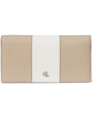 Ralph Lauren Two-Tone Crosshatch Leather Slim Wallet Wallet Handbags Birch Tan/Soft - Black