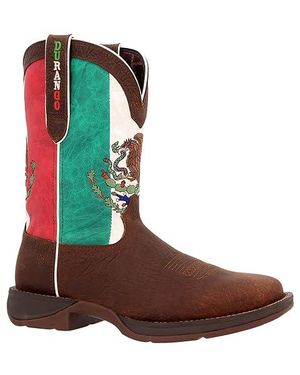 Durango Rebel Work 11 Stoe Square Toe (Mexico Flag) Shoes - Black