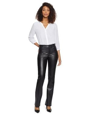 NYDJ Petite Marilyn Straight Clothing, Elastane/Faux Leather/Polyester - White