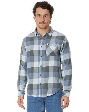 Quiksilver Motherfly Long Sleeve Flannel Clothing 4, Cotton - Blue
