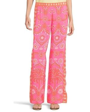 Lilly Pulitzer Vianna Silk Palazzo Dress Pants Sunkissed Breezy Palm Engineered Pant - Pink