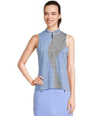Jamie Sadock River Striped Sleeveless Top Clothing, Polyester/Spandex - Blue