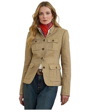 Ralph Lauren Herringbone Linen Jacket Jacket Light/Tan - Multicolor