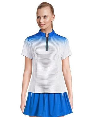 Jamie Sadock Flux Print Short Sleeve Top Clothing, Polyester/Spandex - Blue
