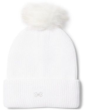 Under Armour Halftime Ribbed Pom Knit Hats//Ghost, Acrylic/Nylon/Polyester - White