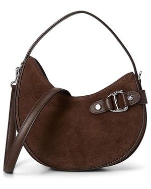 Ralph Lauren Suede Small Tasha Crossbody Bag Cross Body Handbags, Leather - Brown