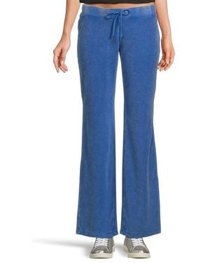 Juicy Couture Washed Towel Terry Heritage Wide Leg Track Pants Casual Pants, Cotton/Polyester - Blue
