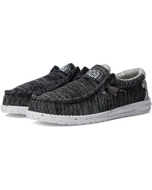 HEYDUDE Wally Stretch Mix Slip-On Casual Shoes (Meteorite) Shoes - Black