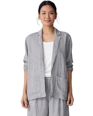 Eileen Fisher Notch Collar Blazer Jacket, Linen - Black