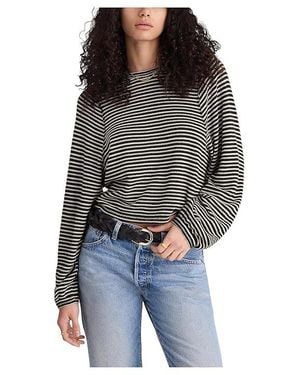 Madewell Barbet Long Sleeve T-Shirts Ric Rac Snit Clothing 2Xl 18) Cotton - Black