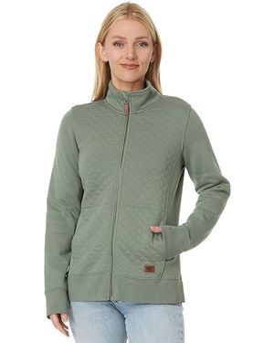 L.L. Bean Quilted Full Zip Sweatshirt Clothing, Cotton/Polyester - Green