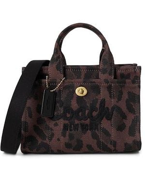 COACH Cargo Tote Bag 20 With Leopard Print Tote Handbags, Canvas - Black