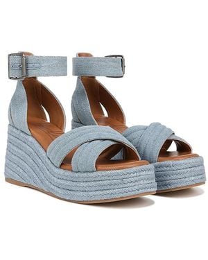 Zodiac Naomi Denim Ankle Strap Wedge Sandal ( Denim Fabric) Sandals - Blue