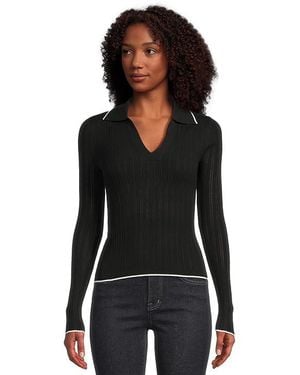 Madewell Snowy Southwark Long Sleeve Polo Sweater 2Xs 000) Polyester/Viscose - Black
