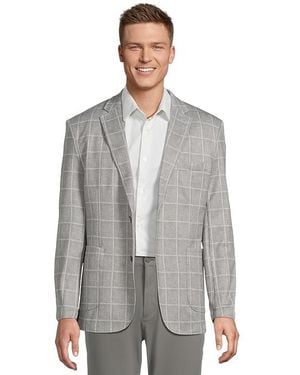 Johnston & Murphy Xc Flex Unlined Plaid Knit Blazer Clothing, Cotton/Nylon/Rayon - Gray
