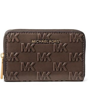MICHAEL Michael Kors Jet Set Small Zip Around Card Case Coin Purse, Leather - Metallic