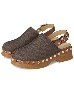 MICHAEL Michael Kors Esra Clog Dress Sandals/Luggage, Suede - Metallic